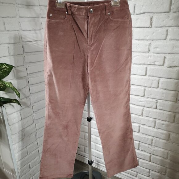Rafaella Ladies Size 10 Dusty Rose Straight Leg Soft Corduroy Pants - Picture 1 of 8